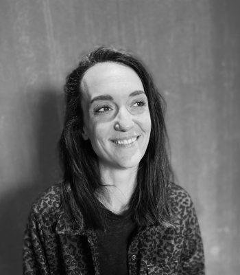 Producer Cyrielle Tissandier smiling, black and white headshot